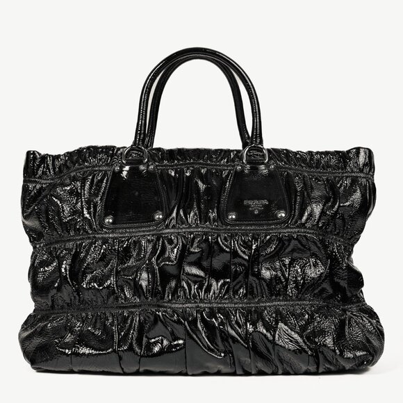 Prada Nero Vernice Gaufre Leather Tote - Picture 1 of 11